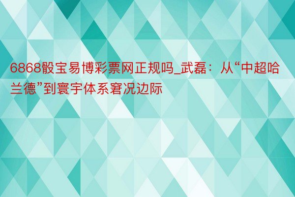 6868骰宝易博彩票网正规吗_武磊：从“中超哈兰德”到寰宇体系窘况边际