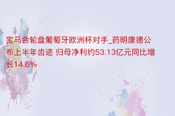 宝马会轮盘葡萄牙欧洲杯对手_药明康德公布上半年齿迹 归母净利约53.13亿元同比增长14.6%