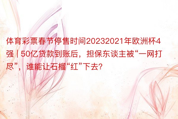 体育彩票春节停售时间20232021年欧洲杯4强 | 50亿贷款到账后，担保东谈主被“一网打尽”，谁能让石榴“红”下去？